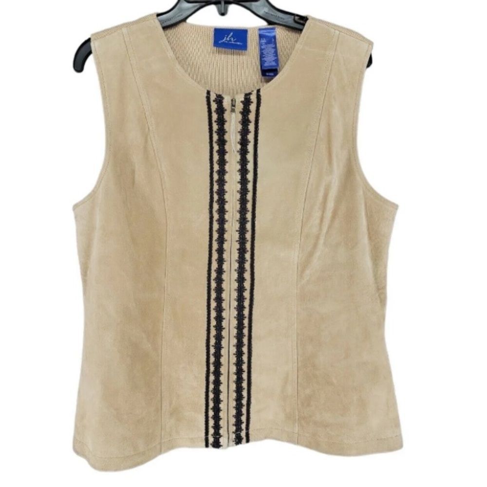 NWOT Vtg JH Collectibles Genuine Leather Suede Embroidered Vest - Picture 2 of 10